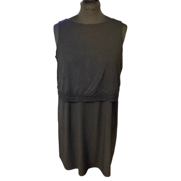 J. Jill Wearever Collection Black Layered Crochet Trim Knee Length Dress Size LP - Picture 1 of 8